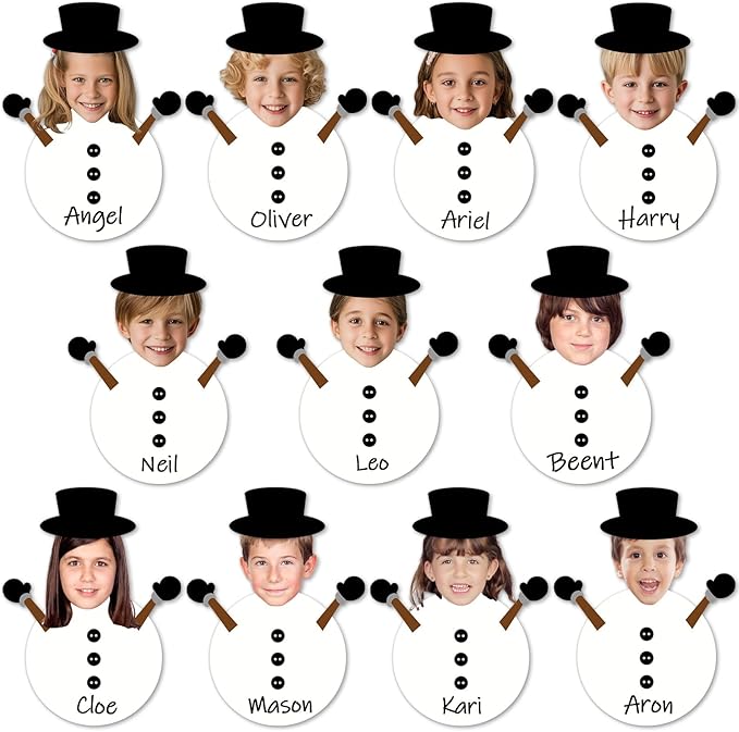60Pcs Winter Snowman Paper Cutouts Winter Bulletin Board Decoration Black Snowman DIY Photo Craft Cutouts Christmas Classroom Supplies for Teacher Student School Holiday Party Chalkboard Wall Decor