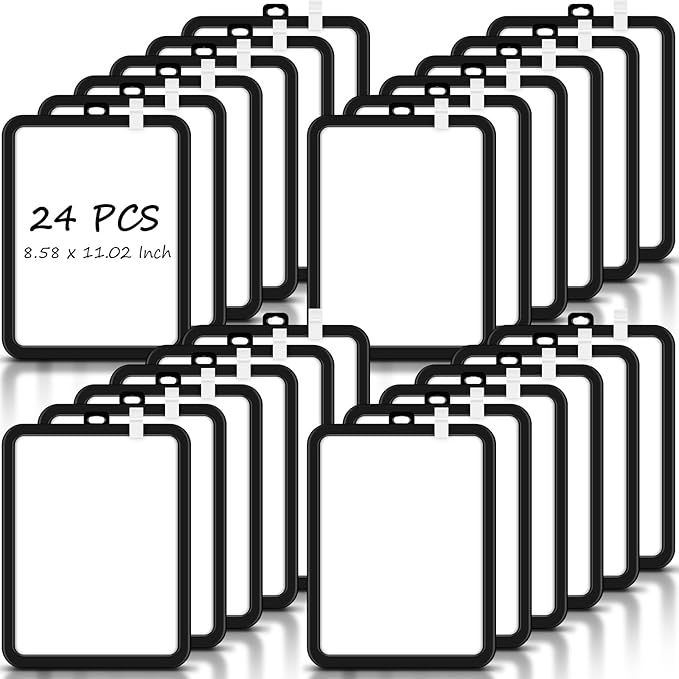 Outus 24 Pcs Dry Erase Mini White Boards Bulk 8.5 x 11'' Small Magnetic Whiteboard Double Sided Colored Writing Boards for Kids Students Locker Fridge (Black)