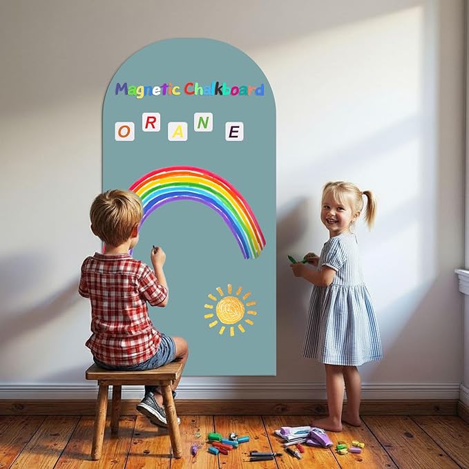 Magnetic Arch Wall Decal for Kids,Upgraded Thickened Magnetic Chalkboard for Most Wall,Suitable for Home Decoration Wallpaper and Children's Game Room (Celadon, 18" W x 40" H)