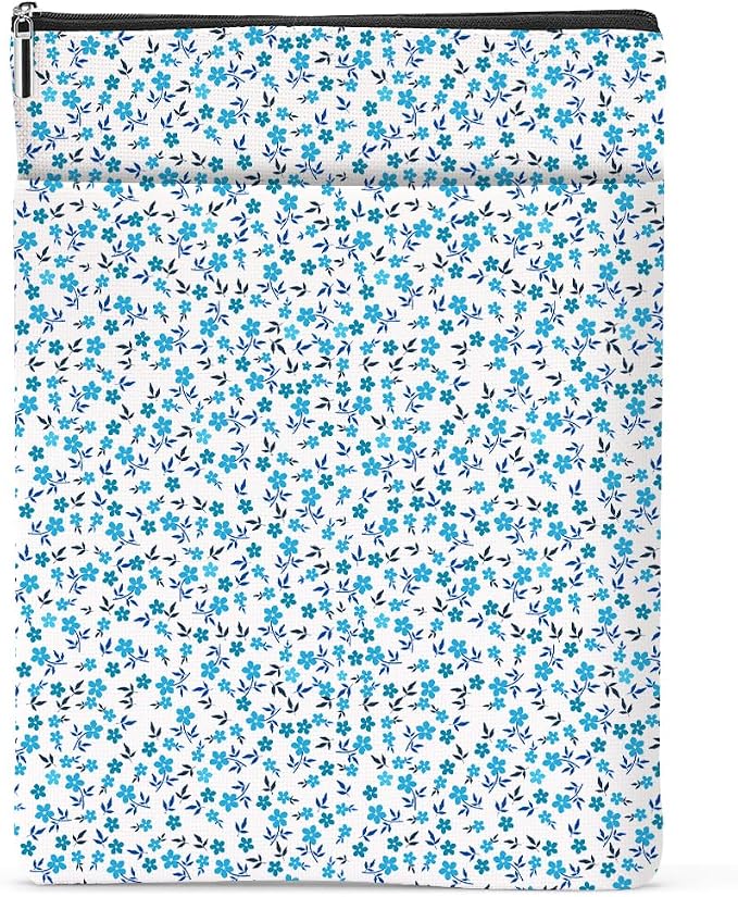 Book Sleeve Book Lovers Gifts Waterproof Books Pouch Protector Cover Reading Accessories Gifts for Women Girls Bookworm Teacher Reader Librarian Birthday Graduation Christmas, Aesthetic Blue Floral