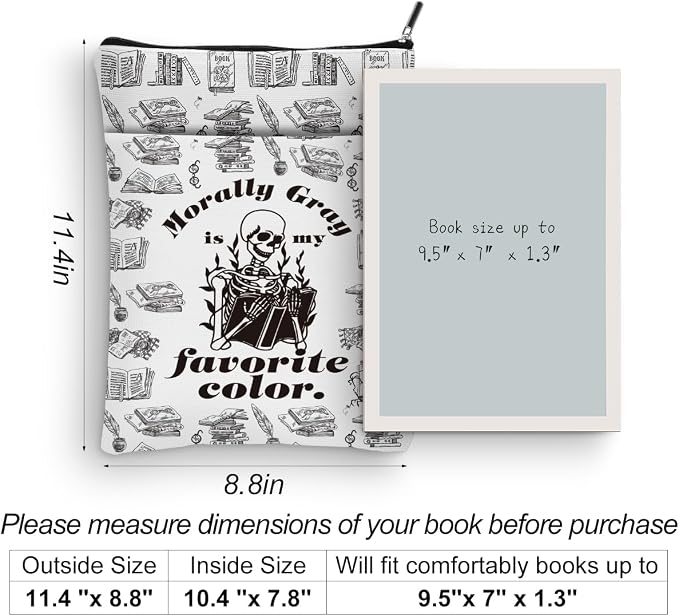 Skull Book Sleeve Romance Book Cover Book Lovers Gifts Funny Book Club Gifts Bookish Gifts Skeleton Book Protector Book Gifts for Readers Librarian Mothers Day Graduation Birthday Gifts