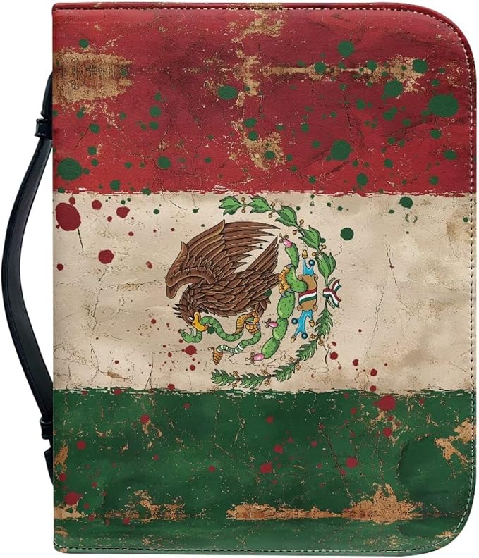 Retro Flag Bible Cover Case for Women Bible Cover with Durable Handle Quilted Bible Carrying Case for Men Women Bible Study Accessories Supplies-Size：L