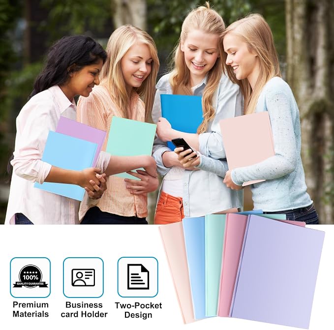 Habgp Plastic Folders with Pockets and Prongs, Heavy Duty 20 Pack 2, Letter Size File Pocket Folders for Office School