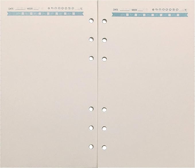 Zelten Refills/Loose Leaves for A6 Cover Ring Binder/Personal Organizer/Planner(A6 6 Holes, Blank Blue)