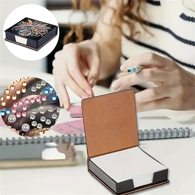 Vase Diamonds Painting Kit Note Box,Memo Paper Storage Box Diamond Art,Sticky Note Holder Diamond Art,Diamond Painting Memo Pad For Office Desk. (Vase)