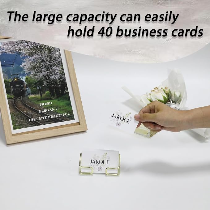 Gold Business Card Holder for Desk, Metal Card Organizer & Office Desk Accessories, Elegant Desktop Display Stand, 1 Pack, Luxury Golden