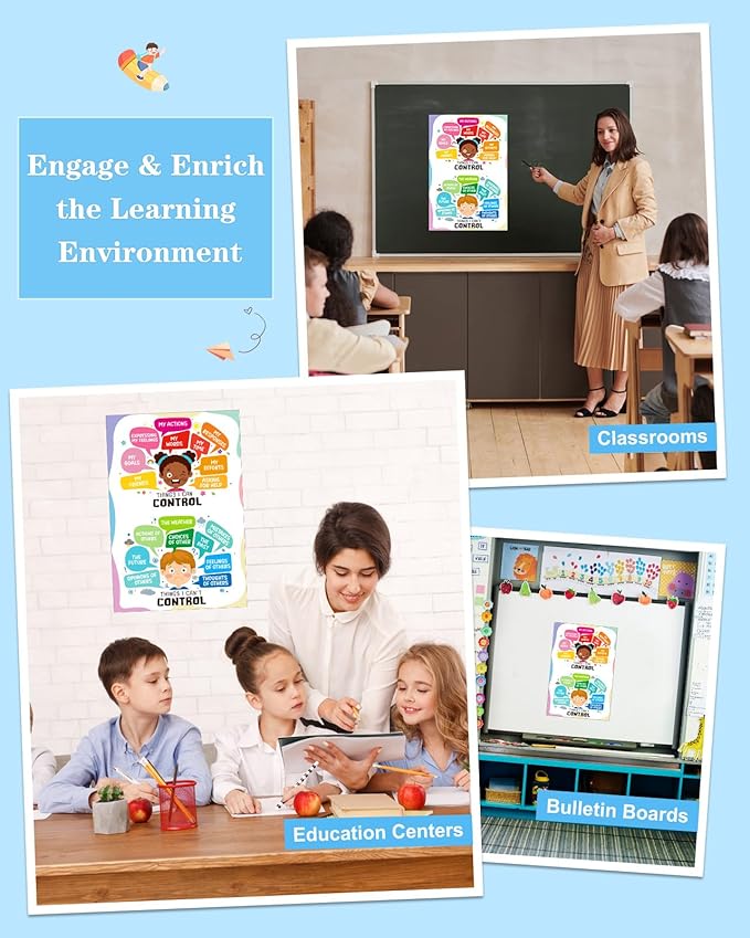 D24TIME Things I Can Control-Things I Cannot Control Mental Health Posters for Boho Classroom Decor Home Mental Health Educational Posters for Boys Girls Teachers Elementary Back to School Supplies