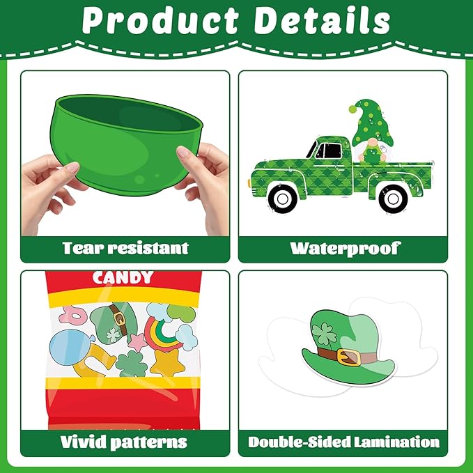 St.Patrick's Day Bulletin Board Decoration Set Green Shamrock Paper Cut Outs Our Lucky Charms Bulletin Board Set for St.Patrick’s Party Supplies Home Office School Classroom Chalkboard Wall Decor