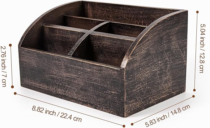 BONNY DODO Remote Control Holders Organizer Box for Table Small Wooden Desk Farmhouse Home Decor Caddy Basket Store Tv Remote for Media Player,Pencil,Glassees&Office Supplies (Bronze, M)