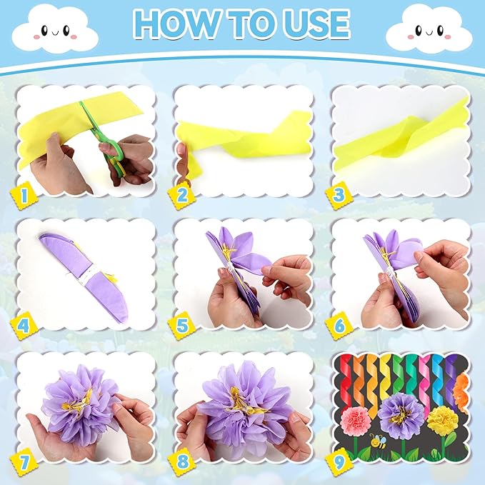 Spring Classroom Bulletin Board Decorations 3D Hello Spring Cutouts Floral Bulletin Board Set Flower Paper Pom Poms Craft for School Classroom Office Chalkboard Wall Door Decor Supplies