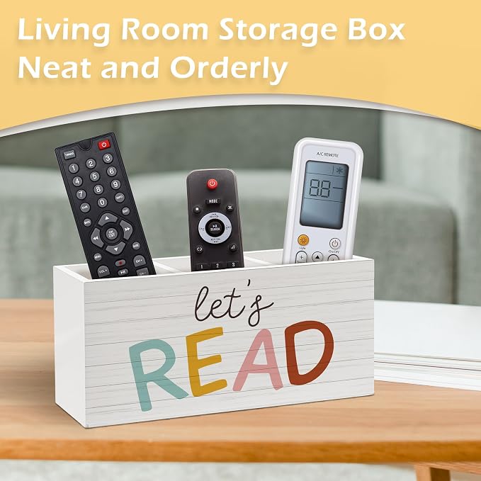 Book Lovers Gifts Pen Pencil Holder, Book Reader Gifts, Boho Desk Accessories, Let's Read Wooden Pen Pencil Organizer for Reading Room Corner Nook Classroom Library Desk Decor