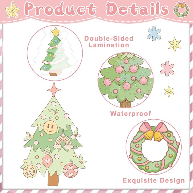 Christmas Bulletin Board Pastel Xmas Tree Paper Cutouts Winter Wonderland Bulletin Board Decorations for School Classroom Home Chalkboard Wall Door Decor Christmas Winter Holiday Party Supplies