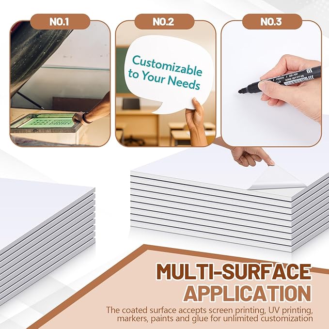 Pushglossy 25 Sheets 18 x 24 x 3/16" Self Adhesive Foam Board White Self-Adhesive Tack Foam Boards Large Free Mounting Poster for Crafts Presentation Vision Board Signboard and Party Decorations