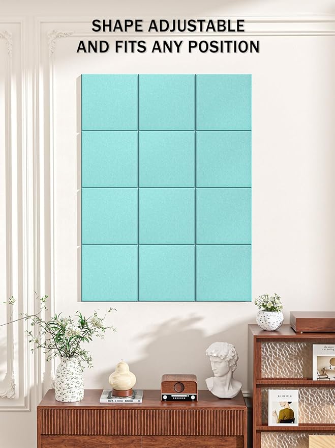 Hsurbtra Large Cork Board for Wall 47 x 36 Inch, 12 Pack Felt Bulletin Notice Board with Pushpins for Office Home School Farmhouse Wall Decor, Lake Blue