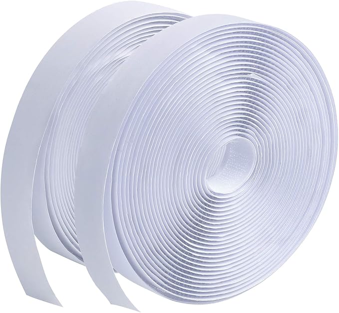 LLPT Hook and Loop Tape 3/4 Inch x 23 Feet Each Roll Heavy Duty Adhesive Industrial Strength Hook Loop Strip Mounting Tape for Indoor and Outdoor White (HTW030)