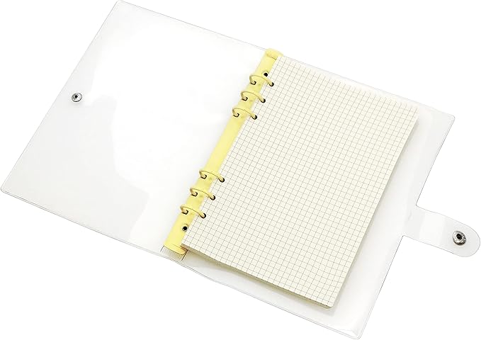 A6 A5 6-Holes Colorful PVC Cover Personal Organizer with Snap Button Closure File Folder for Loose Leaf Sheet Notebook (Black Ink, A5 mini set)