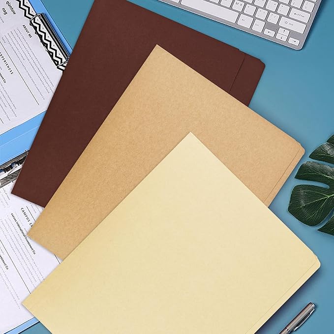 12 Pcs Brown File Folders Letter Size Colored Manilla File Folders with 1/3-cut Tabs Decorative File Pockets for Office School Business Home Organizer (12, Brown Series)