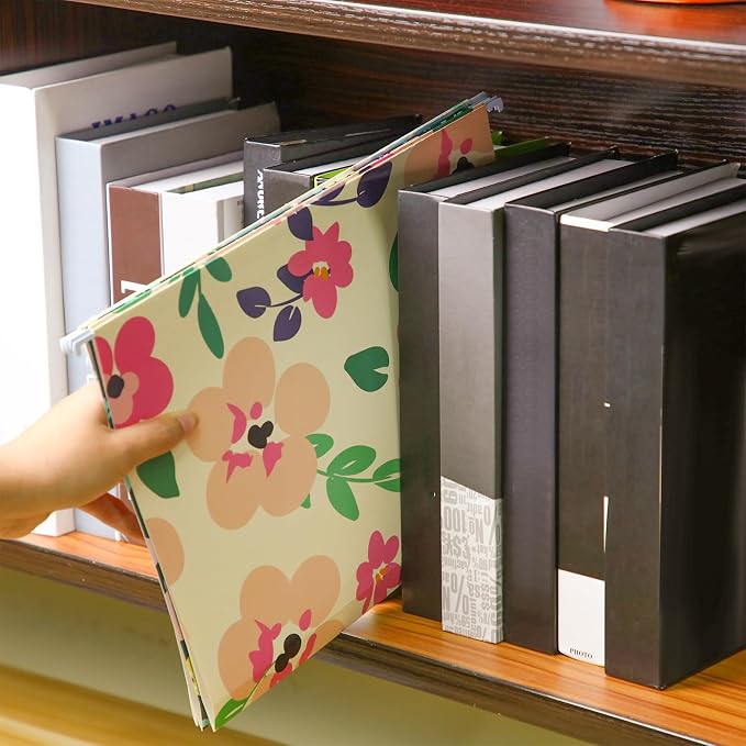 Qeeenar 20 Pcs Decorative Hanging File Folders Letter Size Cute File Folders Designer Floral File Folders Colored File Folder Organizer for Filing Cabinet Office Home with 1/5 Cut Adjustable Tabs