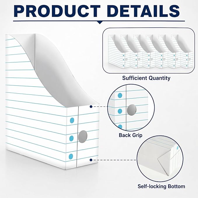 20 Pack Magazine File Holder Set Cardboard Magazine File Folders with Label Stickers Foldable Desk Files Holder Cardboard Book Bins Files Organizer Storage Box For Home Office School (Notebook-Style)