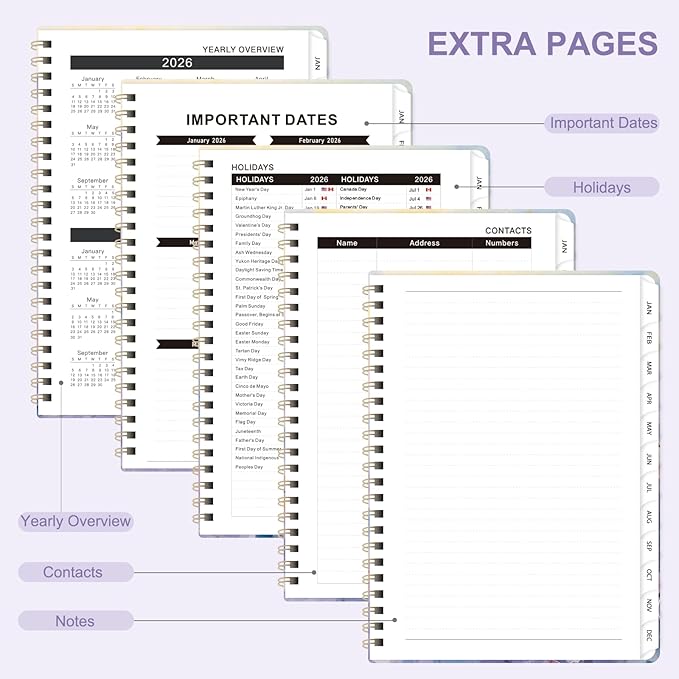 2026 Planner, Weekly and Monthly Academic Planner Calendar (JAN.2026 - DEC.2026), Planning Agenda Book, for Office Desk Accessories and School Supplies, A5(6.3" x 8.5") (Butterfly Waltz)