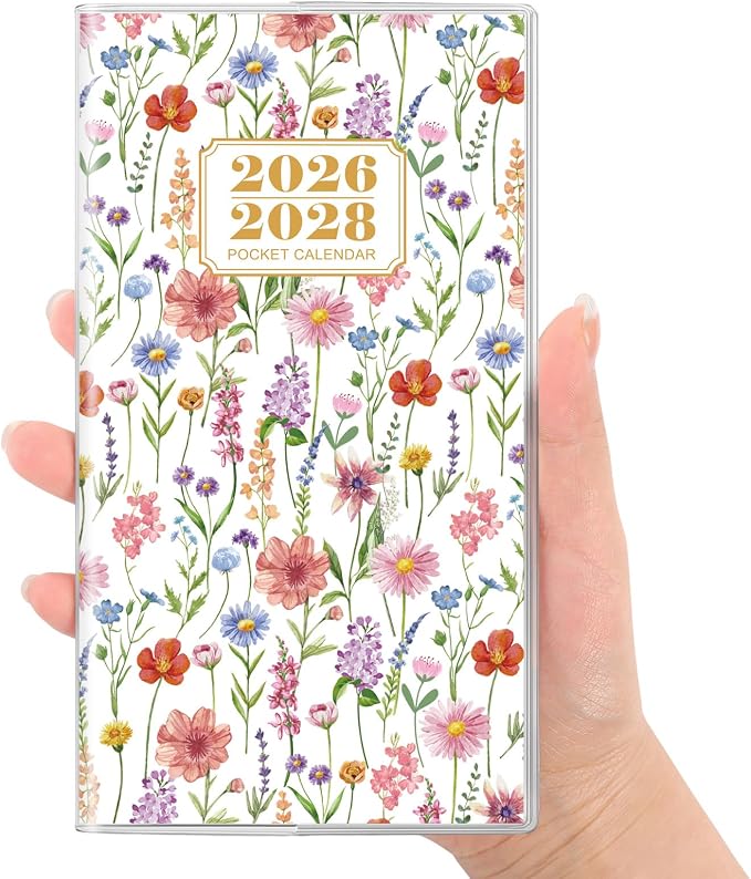 SKYDUE Pocket Calendar 2026-2028, Pocket Monthly Planner Jul 2026 - Dec 2028 for Purse, 6.7" X 3.8" 30-Month Small Planner, Academic Year Calendar, Compact Design with Plastic Sleeve