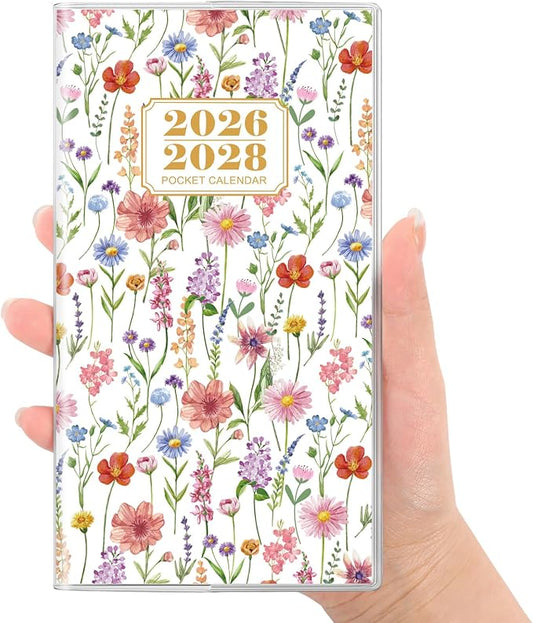 SKYDUE Pocket Calendar 2026-2028, Pocket Monthly Planner Jul 2026 - Dec 2028 for Purse, 6.7" X 3.8" 30-Month Small Planner, Academic Year Calendar, Compact Design with Plastic Sleeve