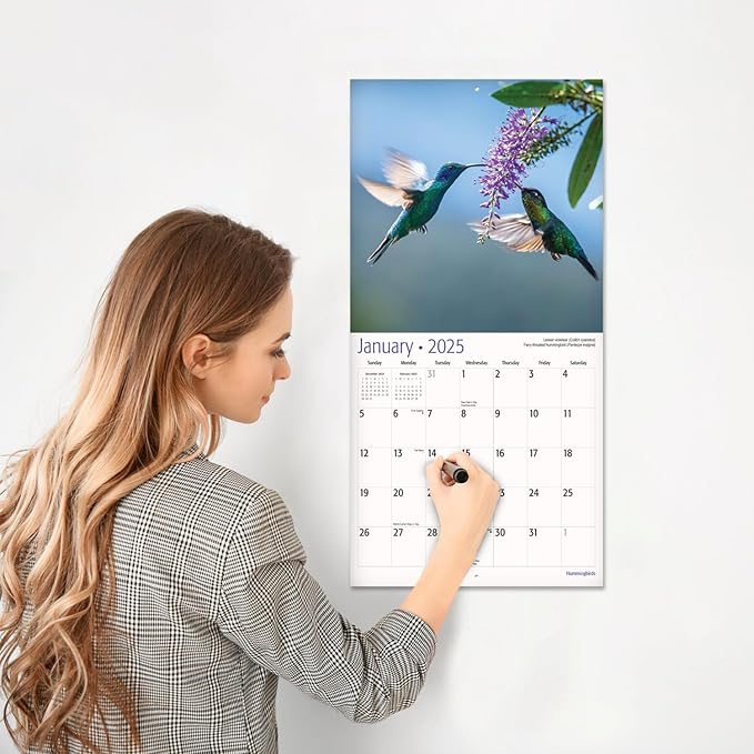RED EMBER Hummingbirds 2025 Wall Calendar 12 Month | 12" x 24" Open | Thick & Sturdy Paper | Giftable | Calendar 2025