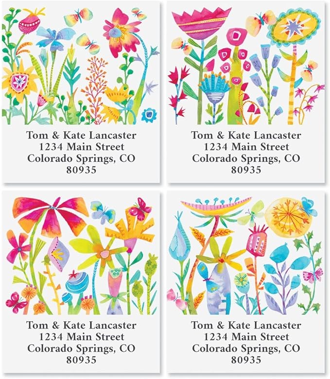 Colorful Images Floral Flutters Return Address Mailing Labels, Personalize with Name & Addresses, Set of 144 Self Adhesive, Easy Peel Flat Label Sheets, 1½” x 1¾”, 1 Design