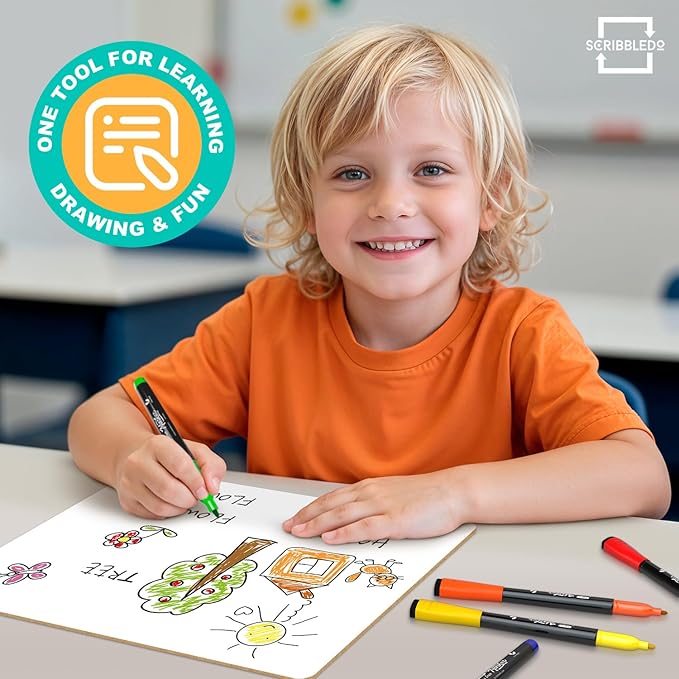 Scribbledo 3 Pack 9x12 Inch Small Dry Erase Boards, Mini Whiteboards Handheld Lapboards for Students, Home, Office, and Kitchen Use Dry Erase Board