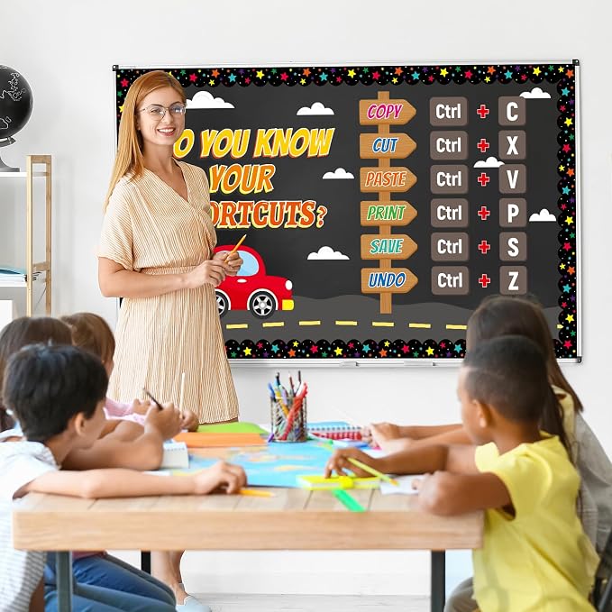 Computer Lab Bulletin Board Set Shortcuts Classroom Decorations Computer Keyboard Bulletin Board Inspirational Technology Shortcuts Car Road Cutouts for Back to School Classroom Chalkboard Wall Decor