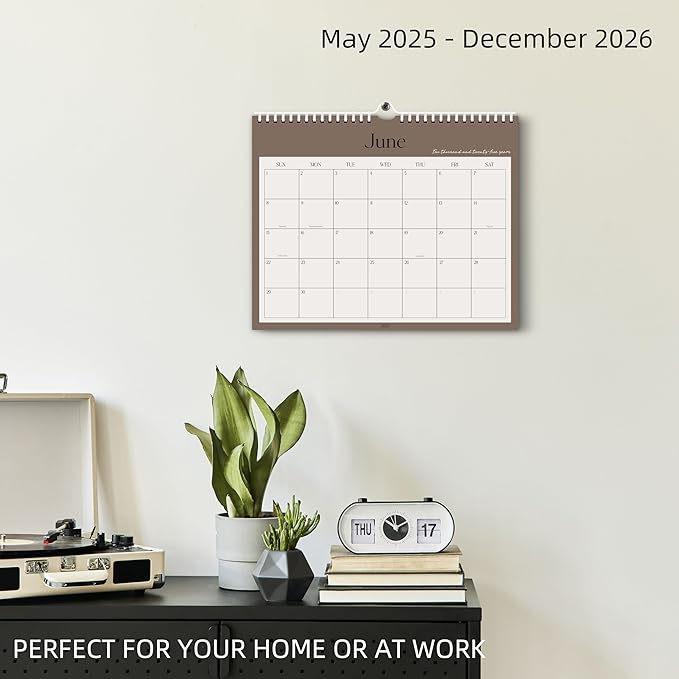 Aesthetic Wall Calendar 2026, 12 Monthly Horizontal Calendar January 2026 to December 2026, 14.5" x 11.5" Modern Wall Hanging Calendar for School, Home, Office for Monthly Organizing & Planning