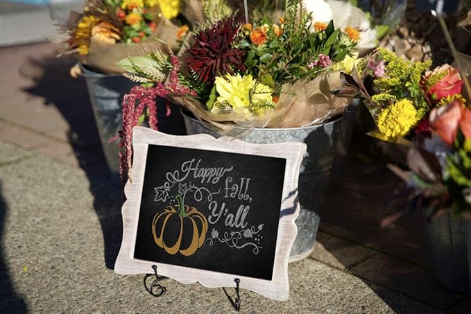 Tabletop Chalkboard Sign with Easel (11x13) + 8 Brilliant Liquid Chalk Markers | Hanging or Freestanding Framed Chalk Board with Hand Crafted Sweetheart Frame - Multipurpose Small Sign