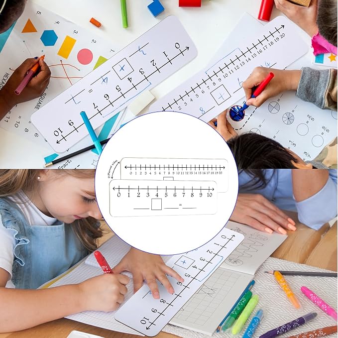 4 Pieces Dry Erase Number Line Board Double Sided White Board 4 x 14 Inch Number Line Whiteboard Dry Erase Math Manipulatives Teacher Supplies for Classroom School Supplies, 0-10/0-20