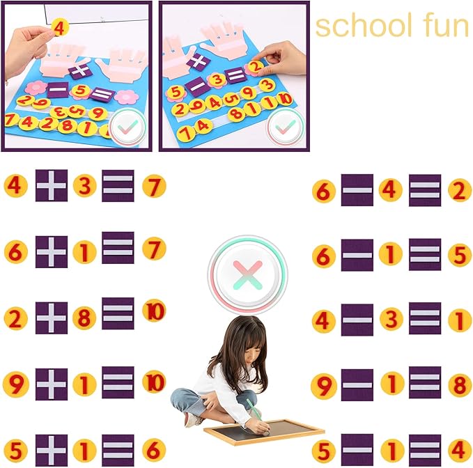BENOSPACE Felt Board Finger Numbers Counting Toy Educational Learning Supplies Addition Subtraction Manipulatives Math Teaching Aids