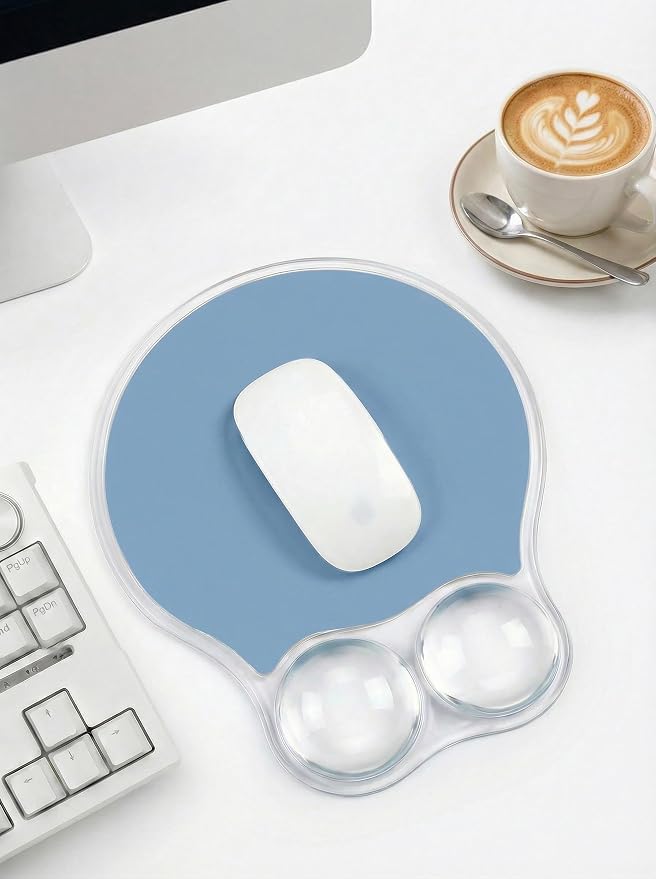 Ergonomic Gel Mouse Pad Wrist Rest Support for Desk, PU Base, Smooth Surface, Crystal Gel Cushion, Non-Slip Stability, Mousepad for Office/Home/Study Blue AMP-01