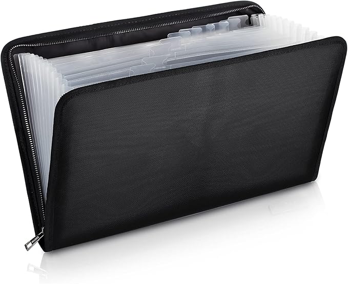ENGPOW Legal Size Expanding File Folder Important Document Organizer Fireproof Document Bag with 13 Pockets,Color Labels,Non-Itchy Silicone Coated Portable File Wallet Large Capacity(16" x 10.6")