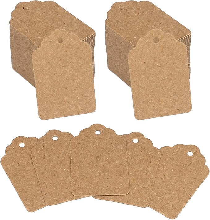 jijAcraft 1000Pcs Price Tags, Brown Clothing Tagsfor Retail, Small Kraft Blank Tag for Labeling Price, Size, Number, Writable Price Tags for Business Supplies Selling Jewlry, Clothes (2" X 1.3")