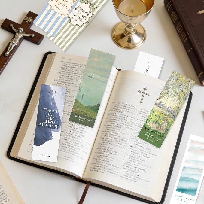 90 Pcs Bible Bookmark, Aesthetic Floral Christian Paper Bookmark for Women, Inspirational Bible Verse Book Mark for Reading Lovers Church Accessories Gift