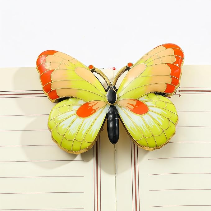 Bookmark,Metal Book Clip, Journal Clip, Book Page Holder Clip,Vintage Book Clips, Hold Journal Open While Writing and Free Your Hands, Gifts for Book Lovers, Readers (Yellow Butterfly)