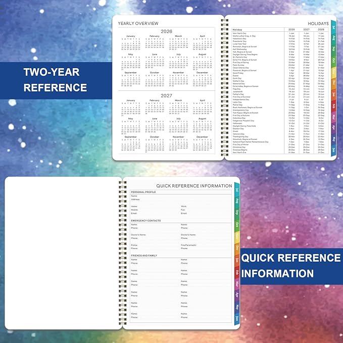 Planner 2026-2027 - Academic Planner 26-27, July 2026 - June 2027, 8" x 10", 2026-2027 Planner Weekly and Monthly, 26-27 Calendar Planners with Colorful Tabs, Spiral Binding, Pocket - Galaxy Forest
