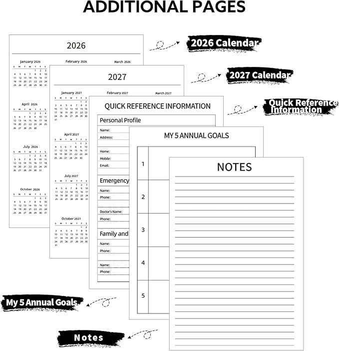 2026-2027 Planner, Weekly and Monthly Planner, July 2026-June 2027, Calendar Planner A5 (6.1" x 8.4") with Tabs, Inner Pocket for Home School Office Supplies, Black