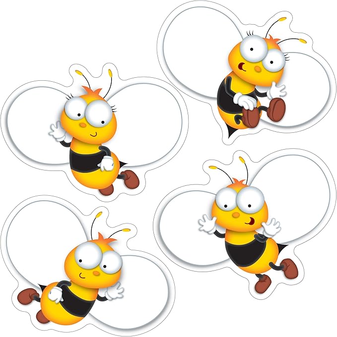 Carson Dellosa 45-Piece Buzz-Worthy Bee Cutouts, Colorful Cardstock Bumblebee Cut Outs for Spring Decor, Party, Bulletin Board, Name Tags, and Classroom Decorations
