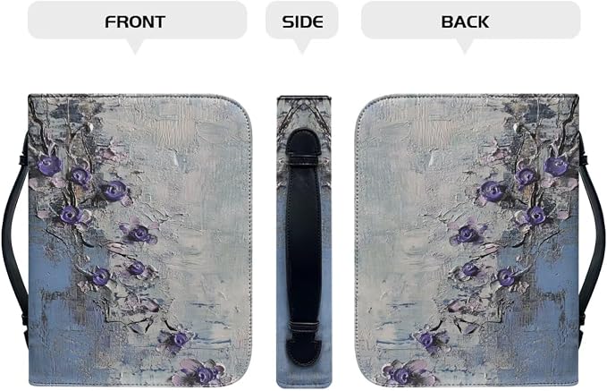 PU Bible Case, Bible Cover for Women,Bible Covers with Leather Bookmark (Set of 1), Bible Carrying Case,Art Painting,Medium