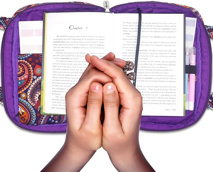 Bible Cover for Women with Adjustable Straps, Extra Large Study Bible Carrying Case Bag with Zip Pocket, 11.3x8.3x2.7 Inches