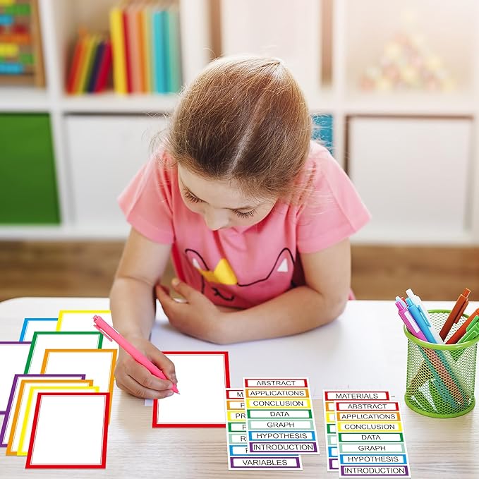 24 Sheets Science Board Supplies 18 Self Adhesive Presentation Science Subtitles & 6 Project Titles Board Sticker for School Office Supplies(Colorful)