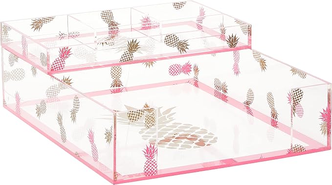 Deflecto Desklarity 5-Piece Set, Precisely Pineapple, Acrylic, Includes Pencil Cup, Organizer Tray, Letter Tray, Desk Valet, Magazine File (41695)