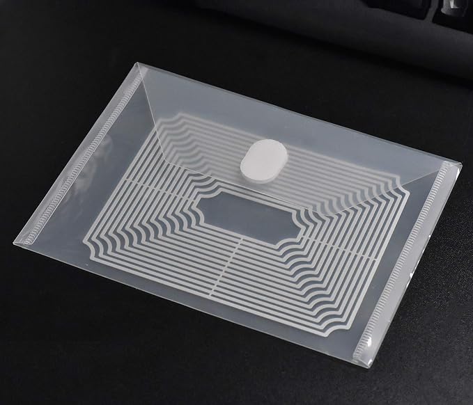PLESIU Tatane 12 Packs Clear Plastic Small Envelope with Hook & Loop Closure 5 x 7 Ploy Envelope for Receipe/Check