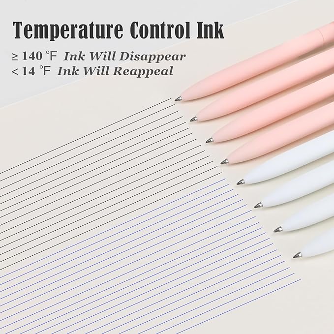 BAYTORY 8Pcs Rotatable Erasable Gel Pens, 0.5 mm Fine Point Smooth Writing Cute Eraser Pen, Quick Drying 4 Blue & 4 Black Ink for Note Taking Journaling Supplies (Pink)