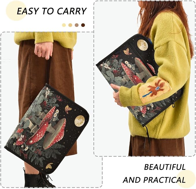 Red Mushrooms Vintage Accordion File Organizer Expanding Document Folder with 13 Pockets Portable File Folder for A4 Letter Size