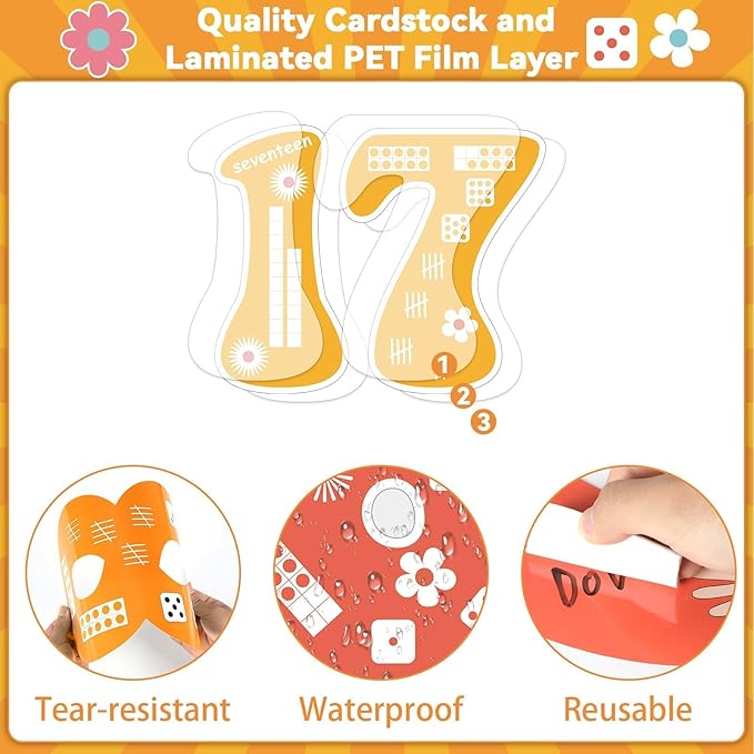 20Pcs 13In Groovy Jumbo Numbers Bulletin Board Set Groovy Hippie 1-20 Cutouts for Classroom Wall Decoration Learning School Educational Teaching Tool Supplies